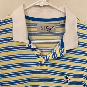 Original Penguin Blue and Yellow Striped Polo